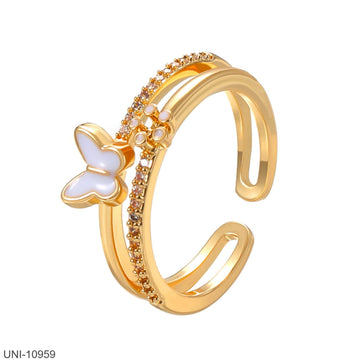 White Butterfly Gold - Ring