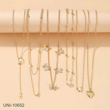 Pearl & Butterfly Gold - Necklace Set Of 6