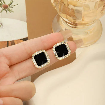 Black Square Sparkle - Earring