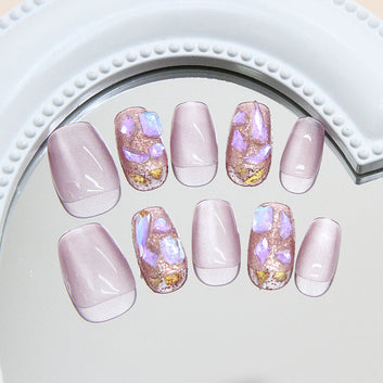 Diamond Pink - Press On Nail Set Of 24 - Free 24 Pcs Sticker Sheet Included