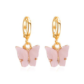 Pink Butterfly Gold - Earring