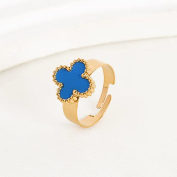 Luxury Navy Blue Clover Flower - Ring
