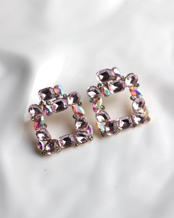 Square Glass Multi Dimond - Earring Style 6