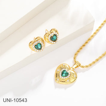 Green Crystal Diamond Gold - Jewelry Set