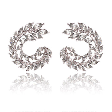 White Diamond Leaf - Earring