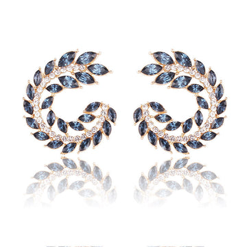 Dark Blue Diamond Leaf - Earring