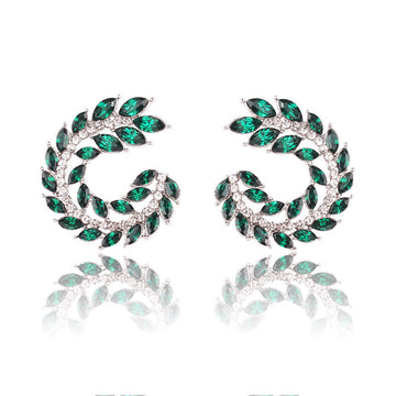 Green Diamond Leaf - Earring