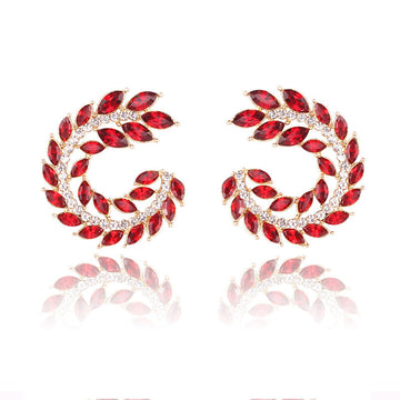 Red Diamond Leaf - Earring