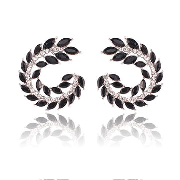 Black Diamond Leaf - Earring