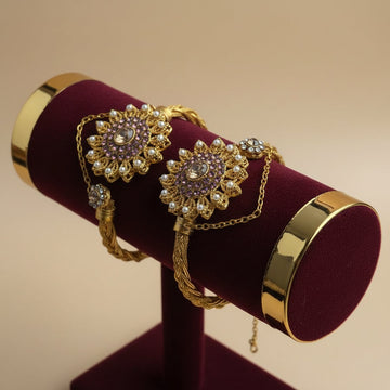 Luxury Diamonds Flower Gold - Bangle Set Of 2 Style 10