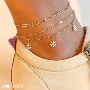 Daisy Flower Gold Chain - Anklet Set Style 1