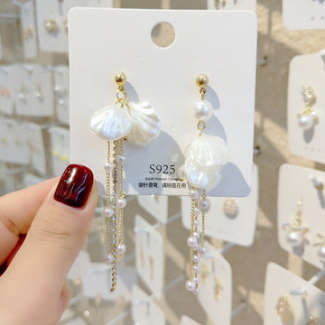 Pearl Tassel Square - Earring
