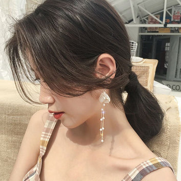 Pearl Tassel Square - Earring