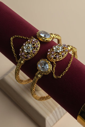 White & Purple Diamonds Gold - Bangle Set Of 2