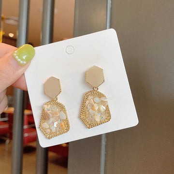 Beige Natural Stones Gold - Earring