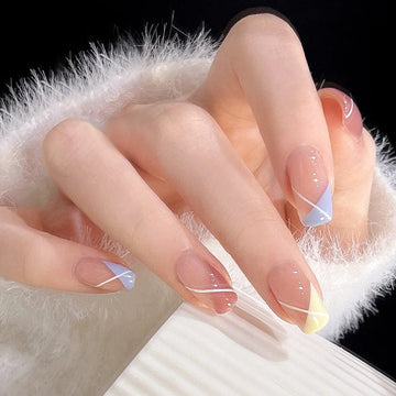 Basic Color Mixed - Press On Nail Set Of 24 - Free 24 Pcs Sticker Sheet Included