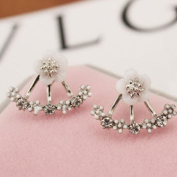 Silver White Flower - Earring