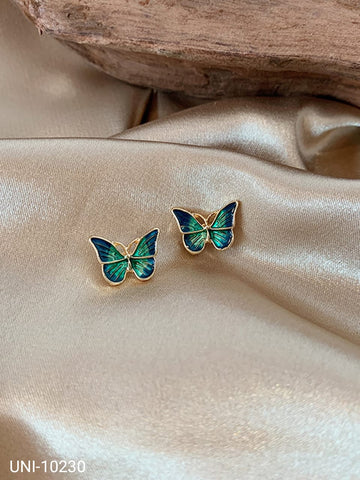 Green & Black Butterfly Gold - Earring