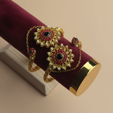 Luxury Diamonds Flower Gold - Bangle Set Of 2 Style 4