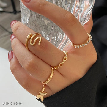 Foiled Butterfly - Ring Set Of 5