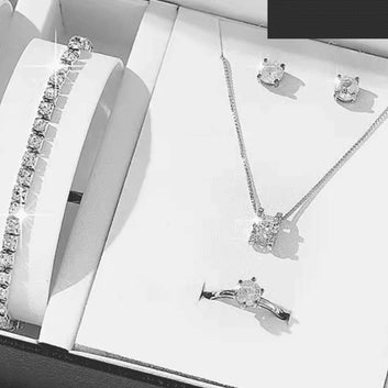 Crystal Diamond Silver - Jewelry Set of 3