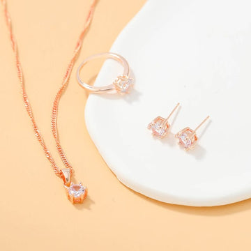 Crystal Diamond Rose Gold - Jewelry Set
