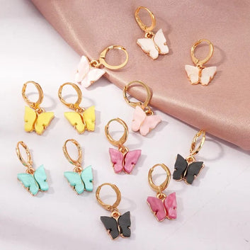 White Butterfly Gold - Earring