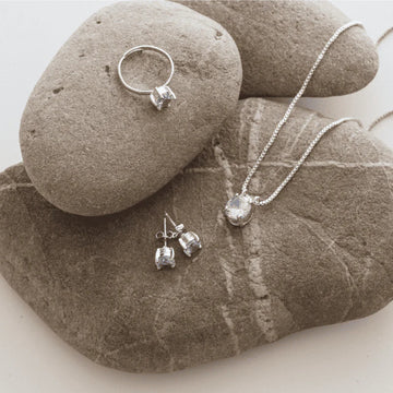 Crystal Diamond Silver - Jewelry Set of 3