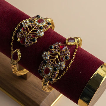 Luxury Multi Diamonds Gold - Bangle Set Of 2 Style 1