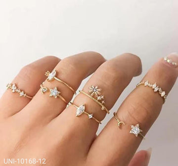 Sparkle Star Gold - Ring Set Of 7