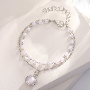 Pearl Double Layer Silver - Bracelet