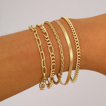 Classy Gold Chain - Bracelet Set of 5