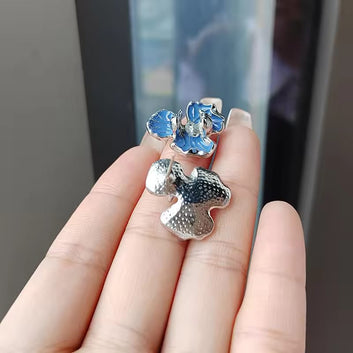 Silver & Blue Flower - Earring