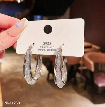Silver Foil Oval - Earring