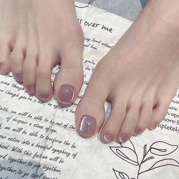 Shiny Macaron Pink - Toenail Set Of 24 - Free 24 Pcs Sticker Sheet Included