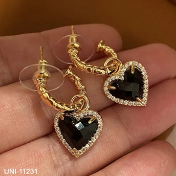 Black Diamond Gold Hoop - Earring