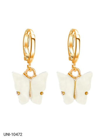 White Butterfly Gold - Earring