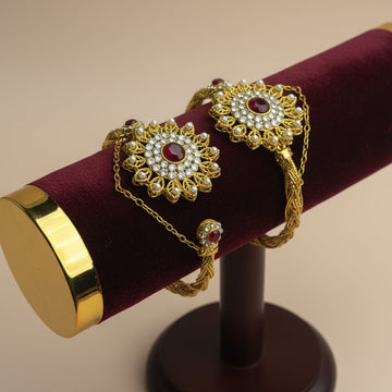 Luxury Diamonds Flower Gold - Bangle Set Of 2 Style 2