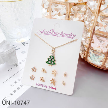Christmas Green Tree Gold - Jewelry Set
