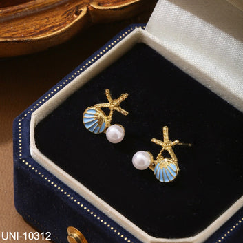 Pearl Sea Shell Blue - Earring