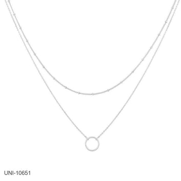 Silver Circle Double Layer - Necklace