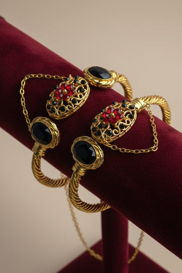 Red & Black Diamonds Gold - Bangle Set Of 2