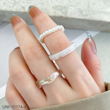 Shiny Pearl - Ring Set of 3 - Style 2
