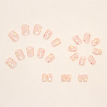 Sparkle Stars Pink - Press On Nail Set Of 24 - Free 24 Pcs Sticker Sheet Included