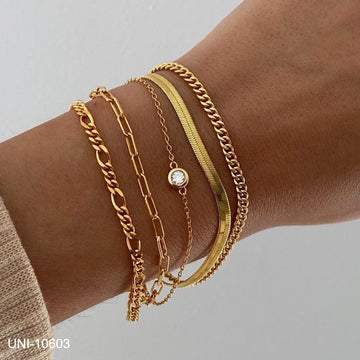 Diamond & Gold Chain - Bracelet Set of 5