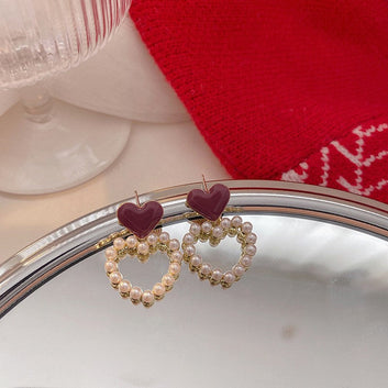 Red Heart Pearl - Earring