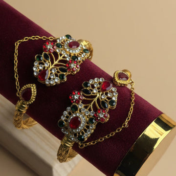 Luxury Multi Diamonds Gold - Bangle Set Of 2 Style 3