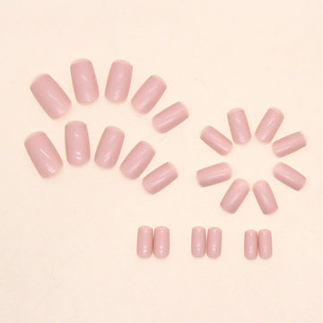 Pink - Press On Nail Set Of 24 - Free 24 Pcs Sticker Sheet Included