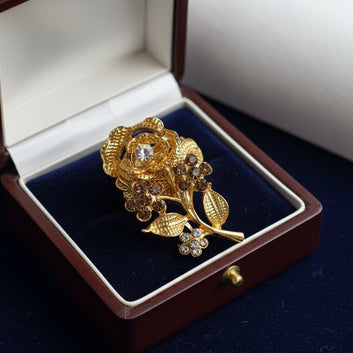 Gold Rose Flower Diamonds - Ring