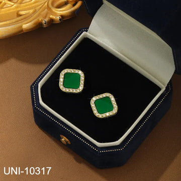 Green Square Sparkle - Earring